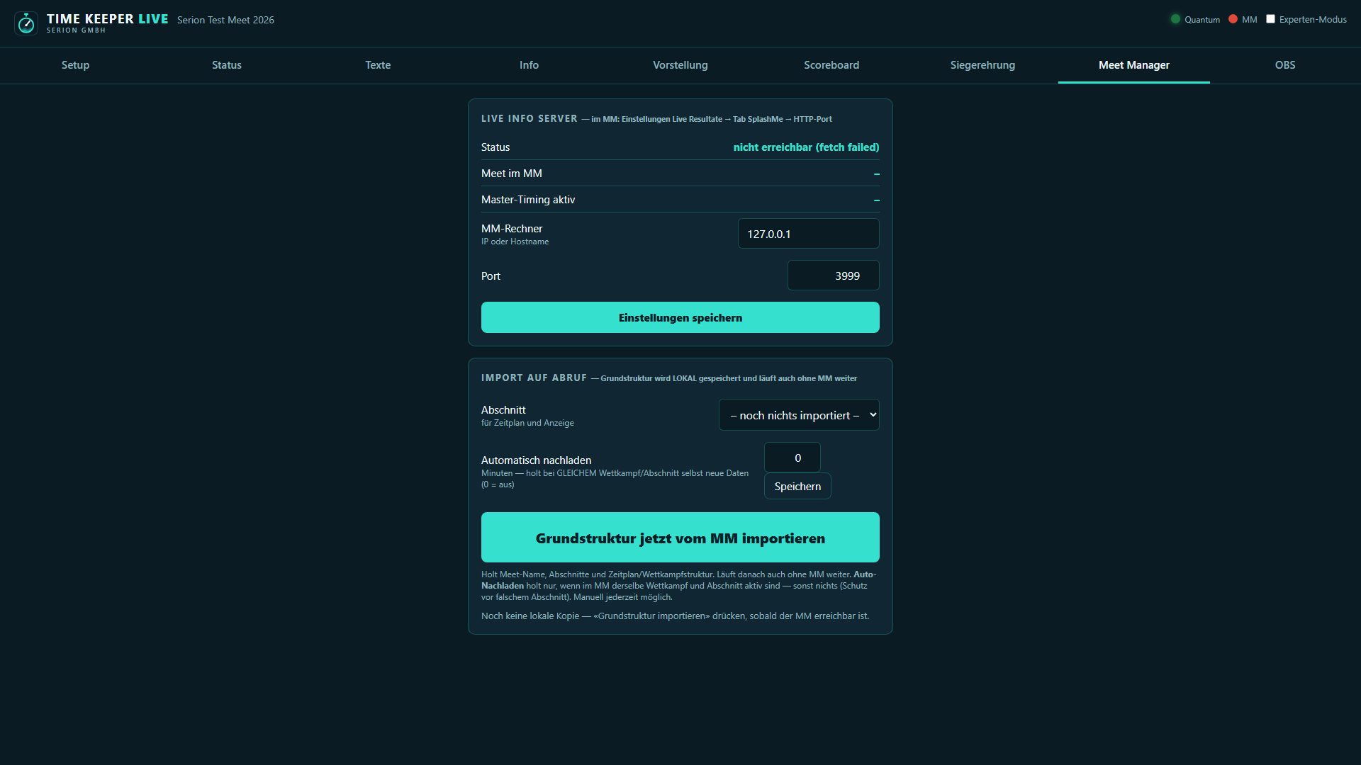 Meet Manager tab in the control panel